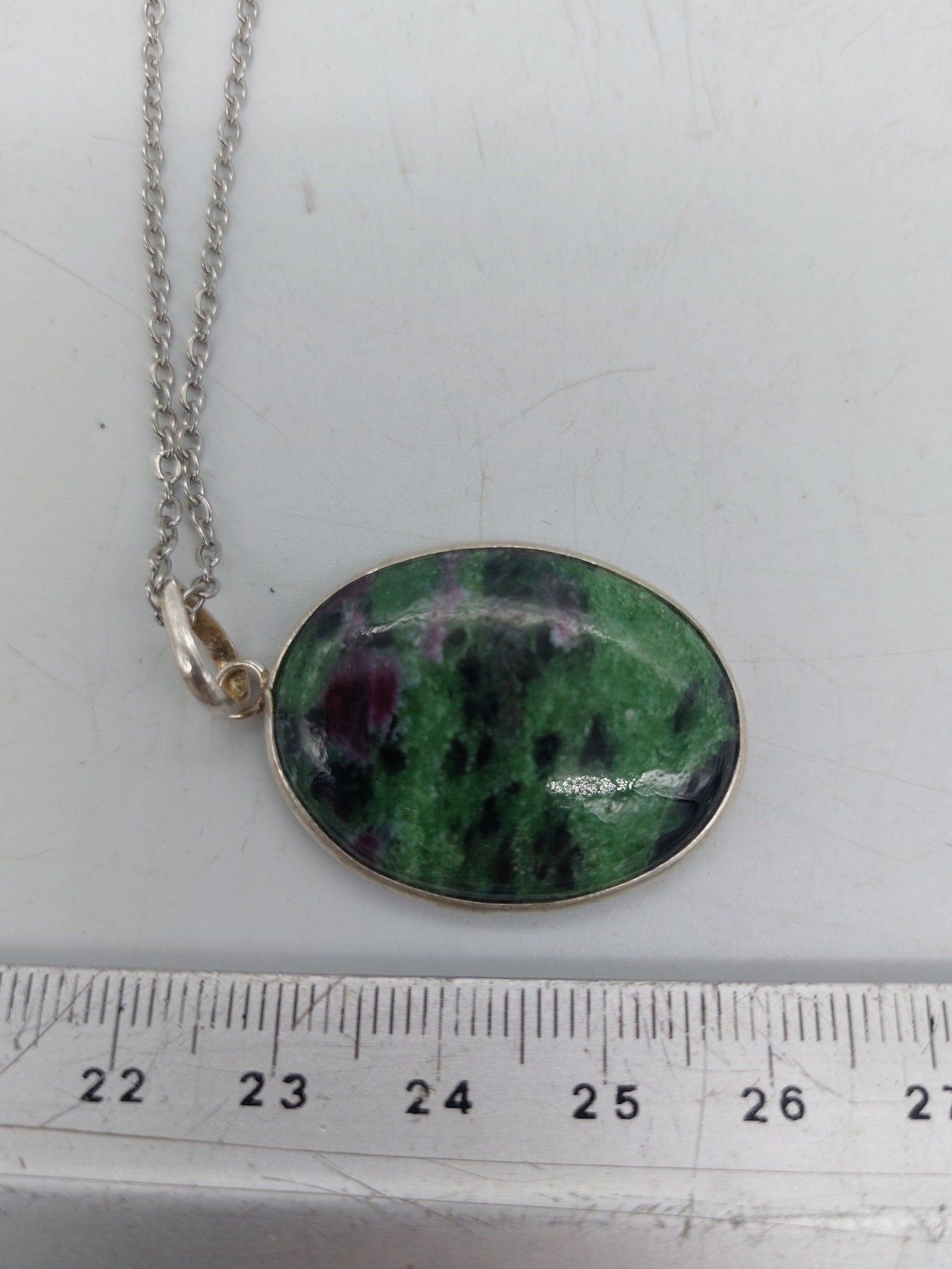 Ruby Zoisite Sterling Silver 925 Pendant Cabochon Cut Healing Crystal