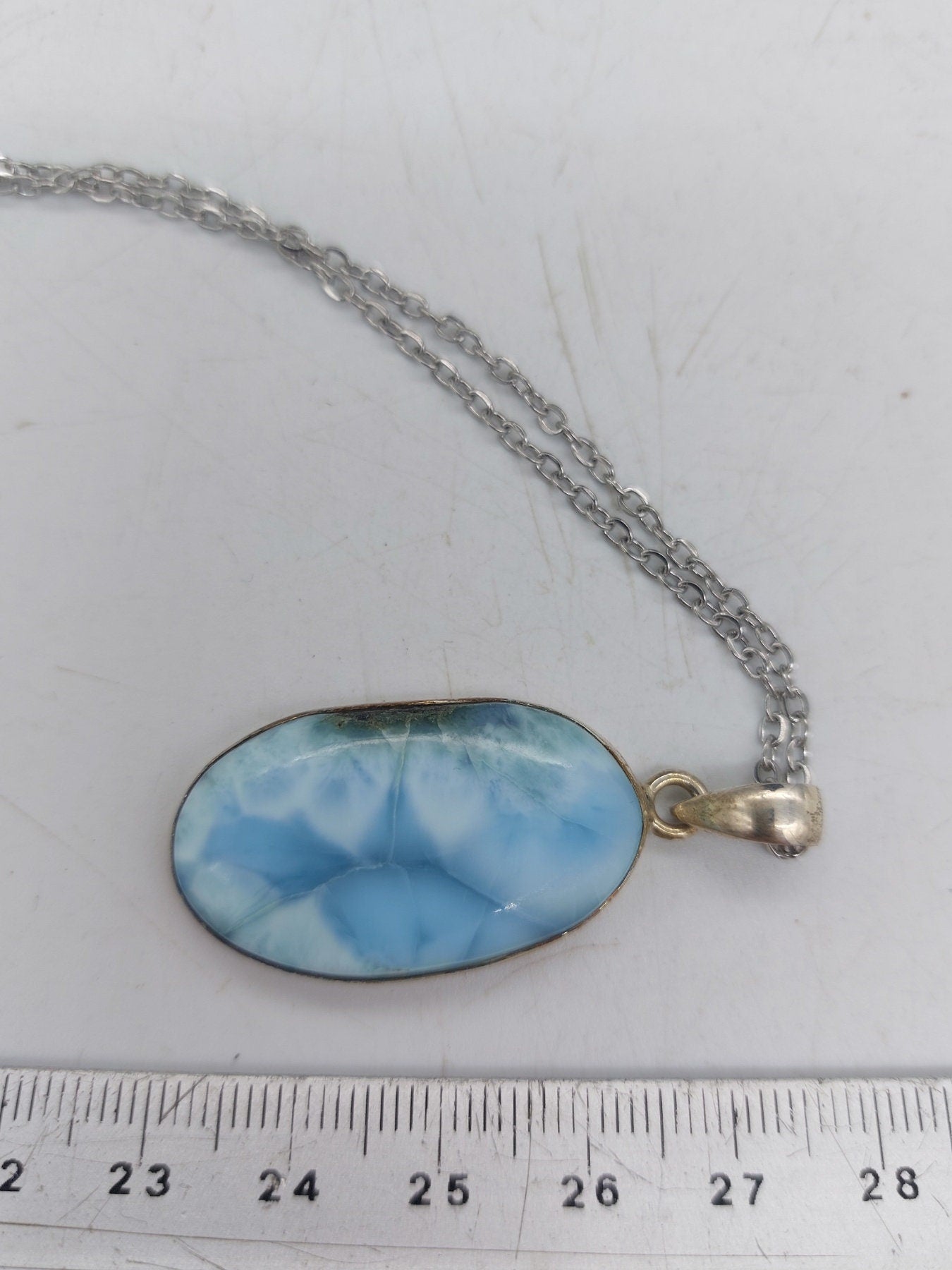 Larimar Sterling Silver 925 Pendant Cabochon Cut Healing Crystal