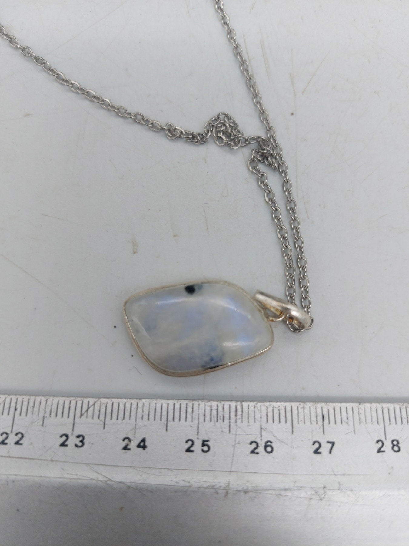 Moonstone with Black Tourmaline Sterling Silver 925 Pendant Cabochon Cut Healing Crystal
