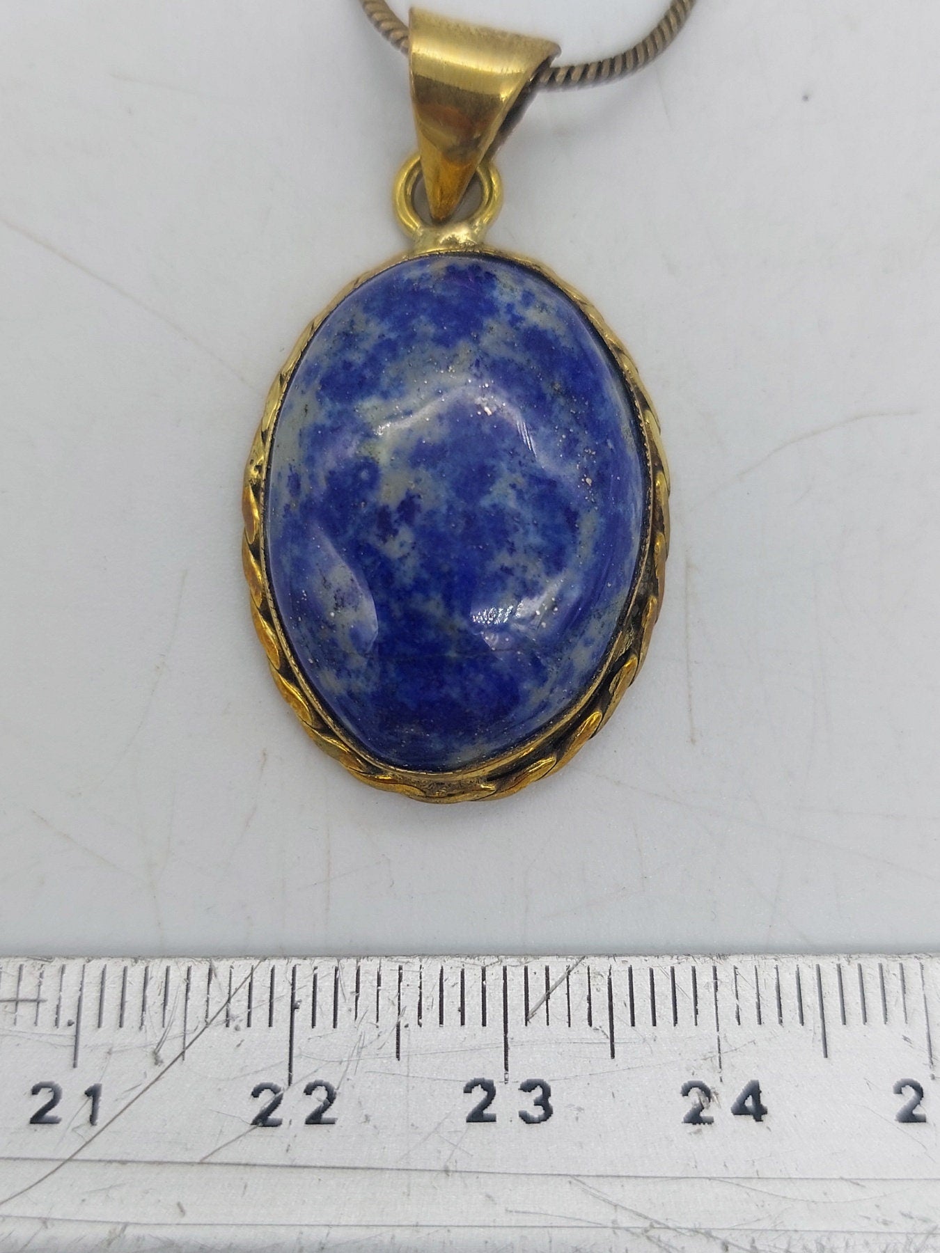Lapis Lazuli Brass Pendant Cabochon Cut Healing Crystal
