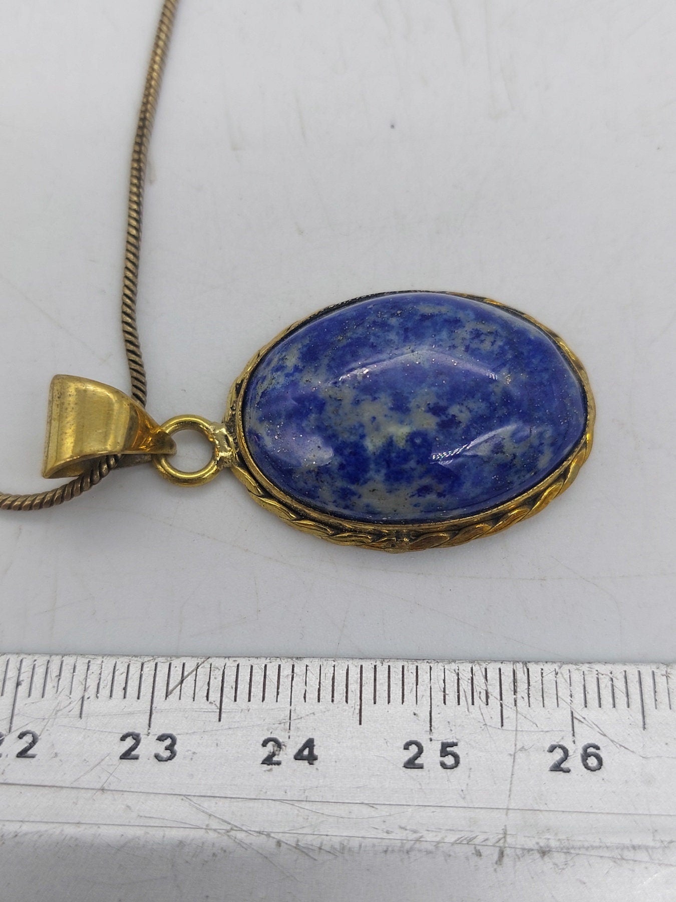 Lapis Lazuli Brass Pendant Cabochon Cut Healing Crystal