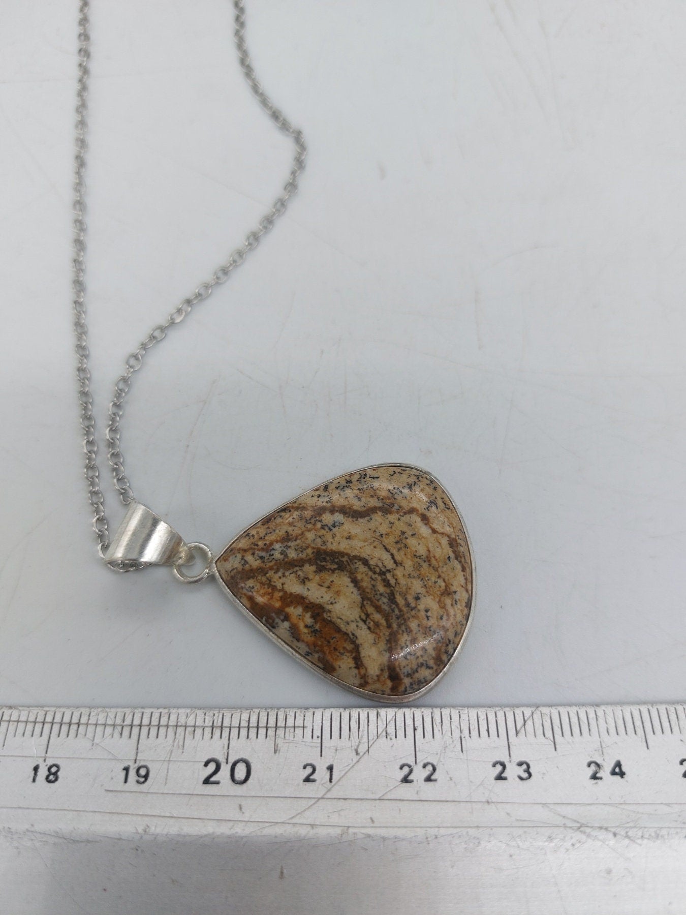 Zebra Jasper Silver Plated Brass Pendant Cabochon Cut Healing Crystal