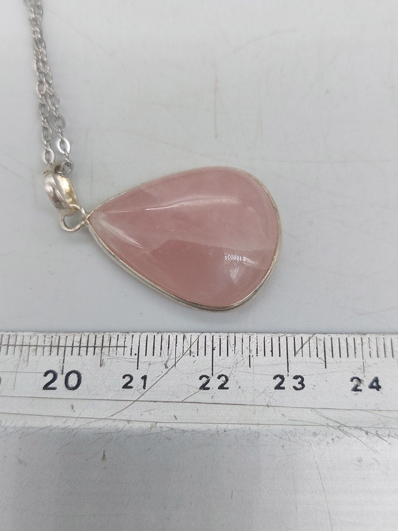 Rose Quartz Silver Plated Brass Pendant Cabochon Cut Healing Crystal