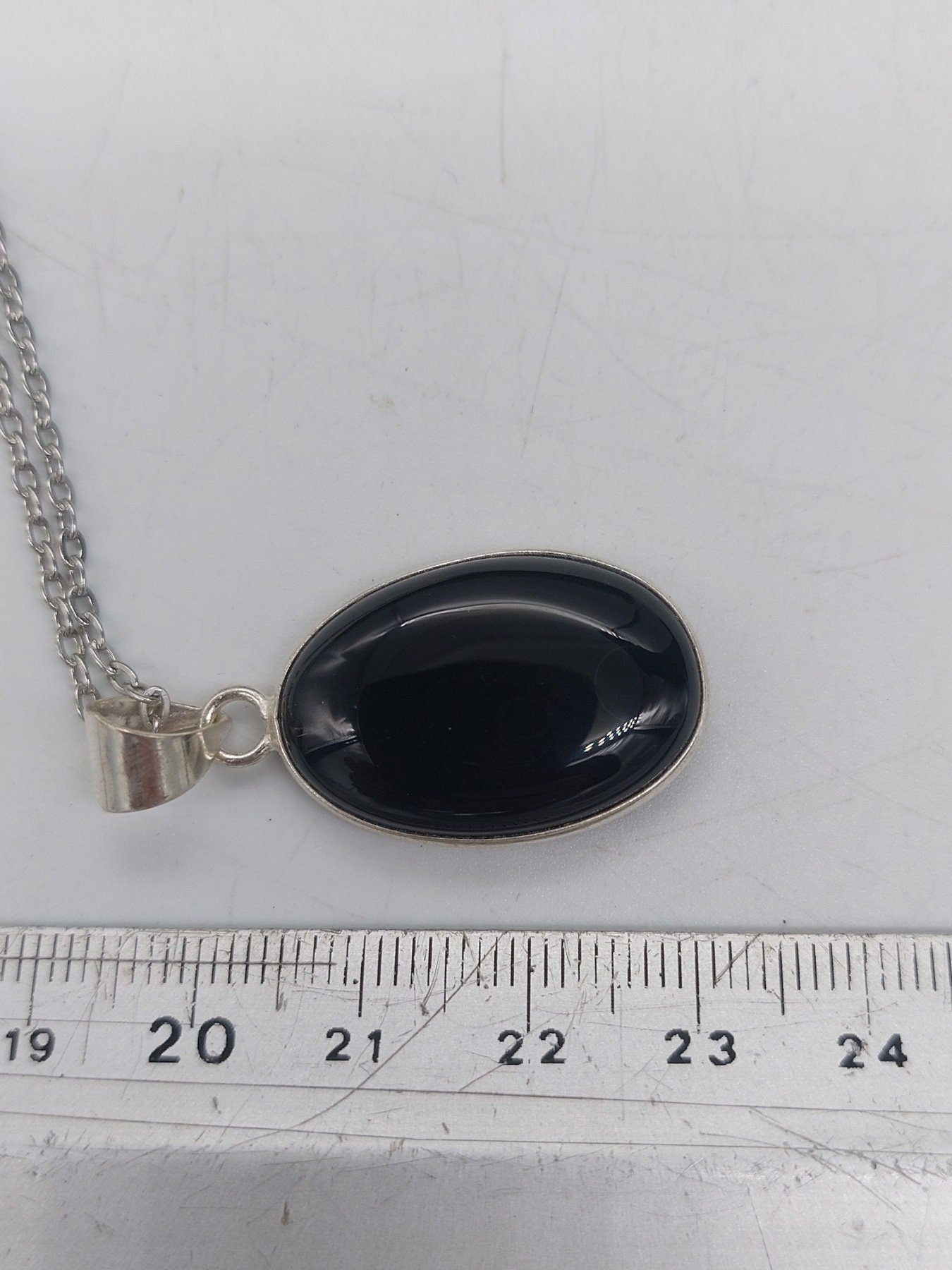 Black Obsidian Silver Plated Brass Pendant Cabochon Cut Healing Crystal