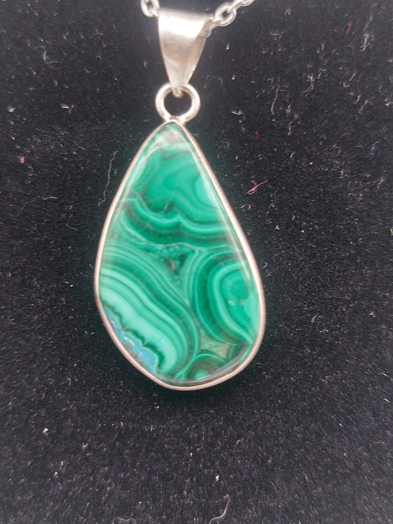 Malachite Crystal Silver Plated Necklace