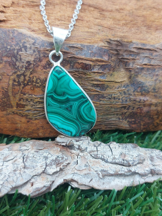 Malachite Crystal Silver Plated Necklace