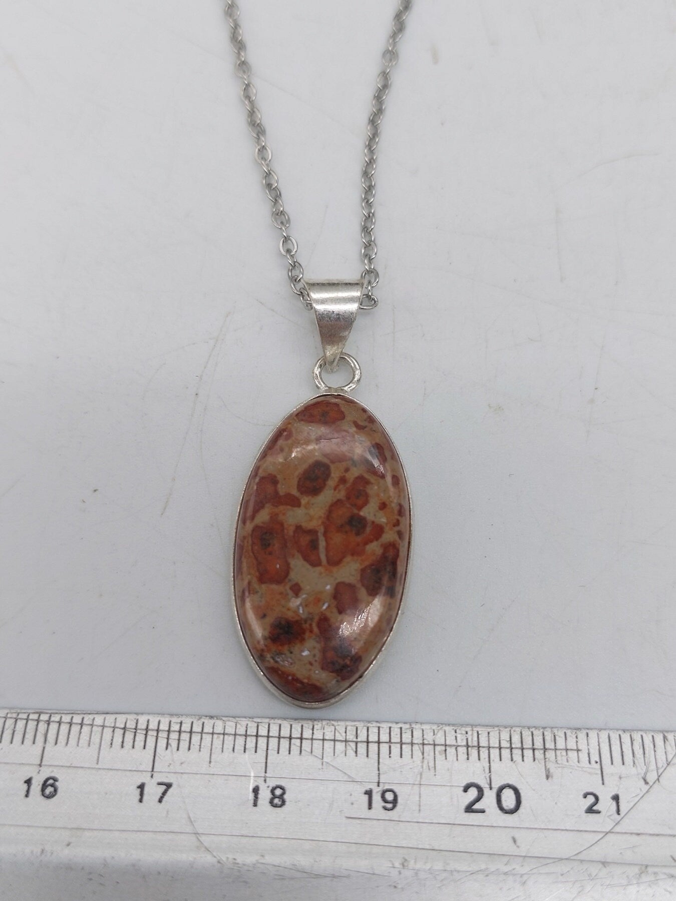 Leopard Skin Jasper Crystal Silver Plated Necklace