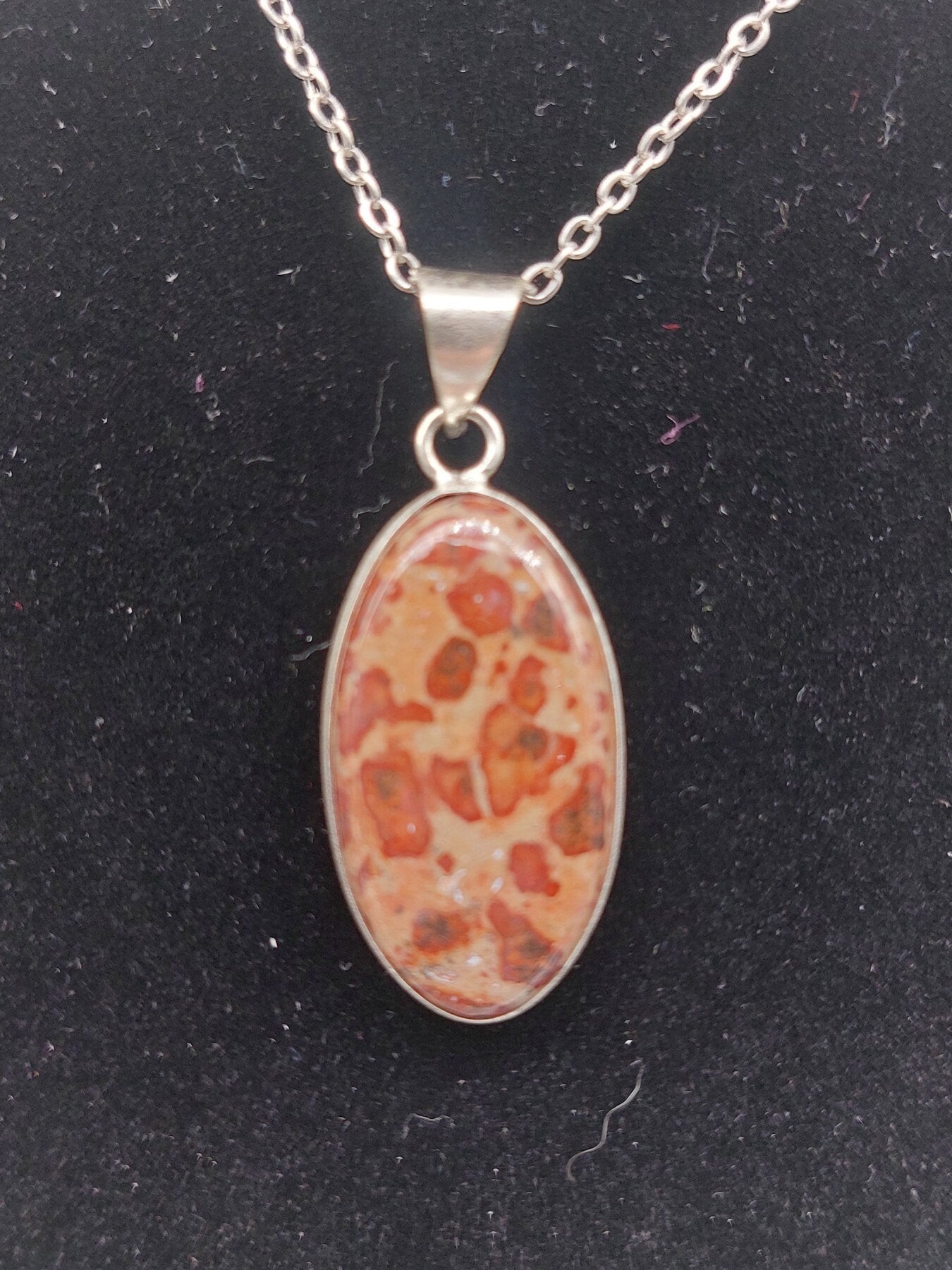 Leopard Skin Jasper Crystal Silver Plated Necklace