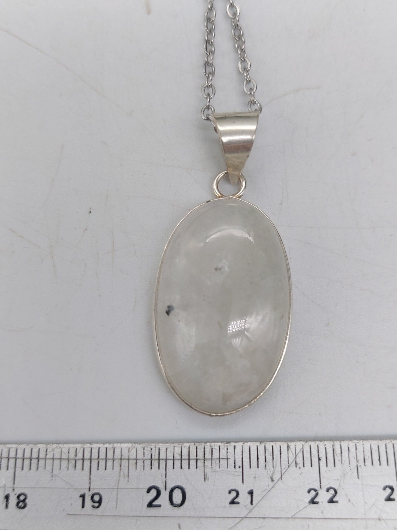 Moonstone Silver Plated Brass Pendant Cabochon Cut Healing Crystal