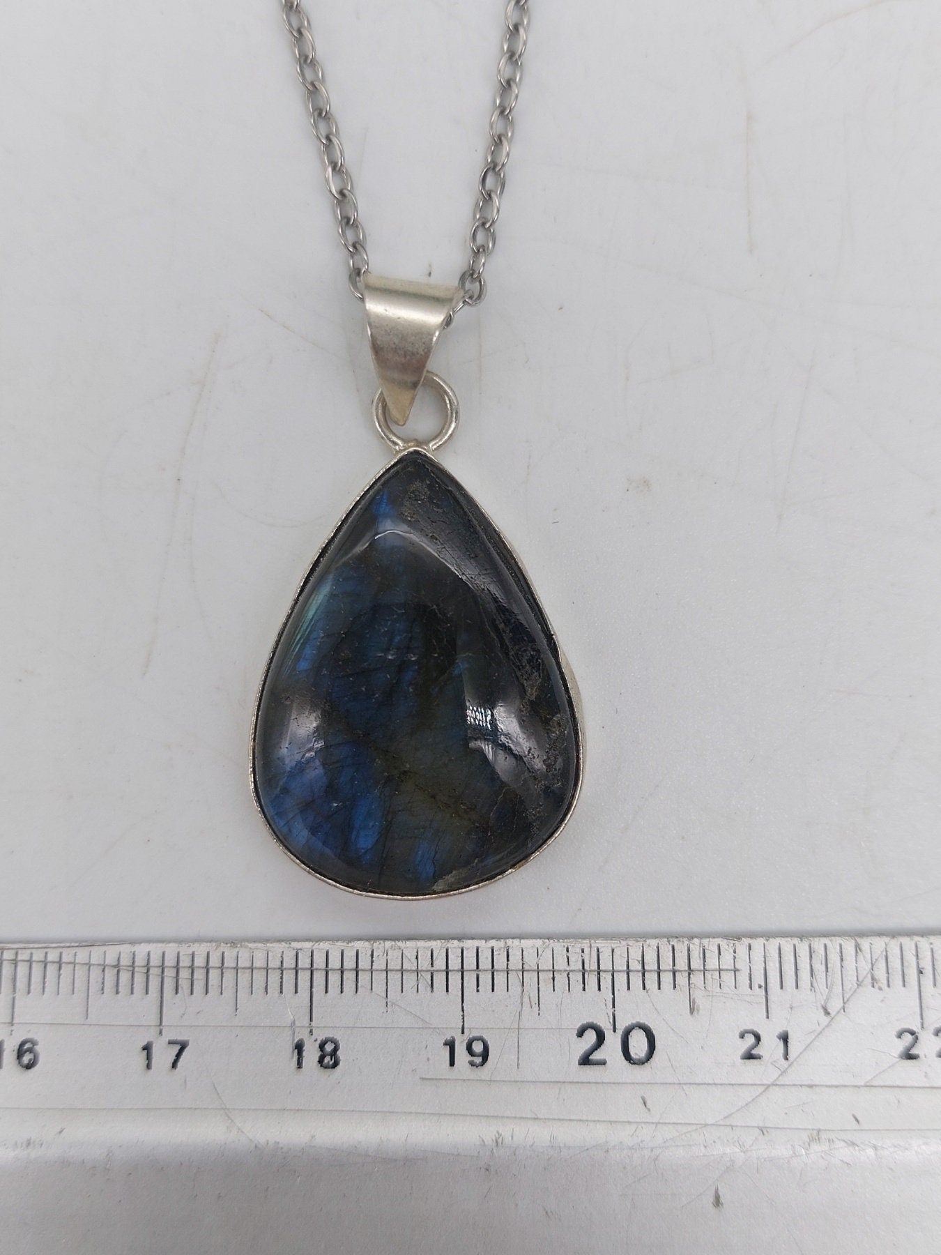 Labradorite Silver Plated Brass Pendant Cabochon Cut Healing Crystal