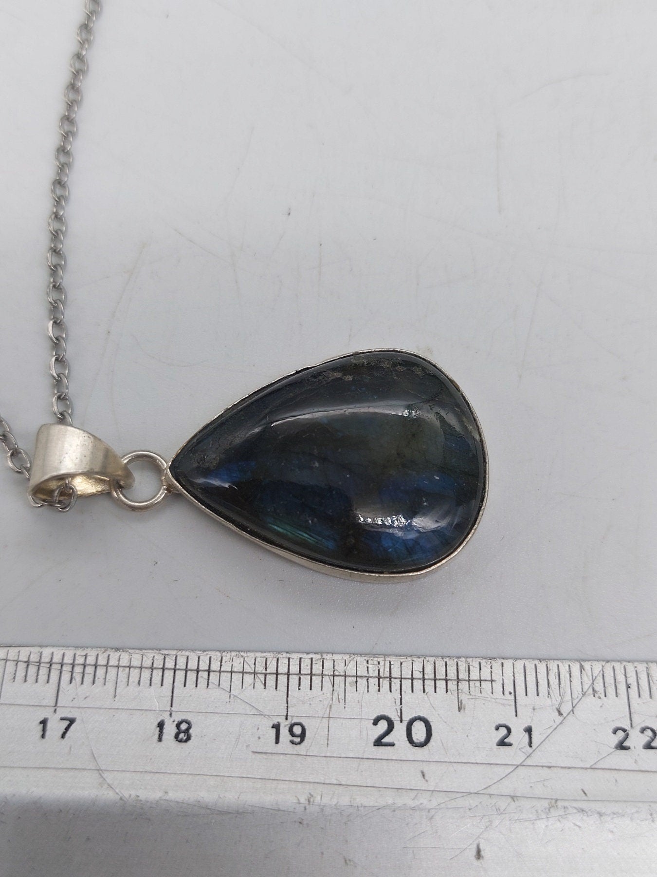 Labradorite Silver Plated Brass Pendant Cabochon Cut Healing Crystal