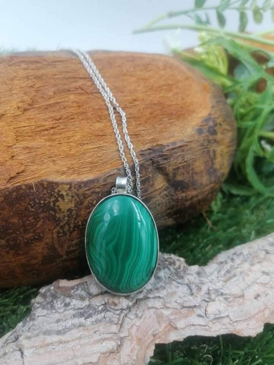 Malachite Crystal Necklace Sterling Silver 925