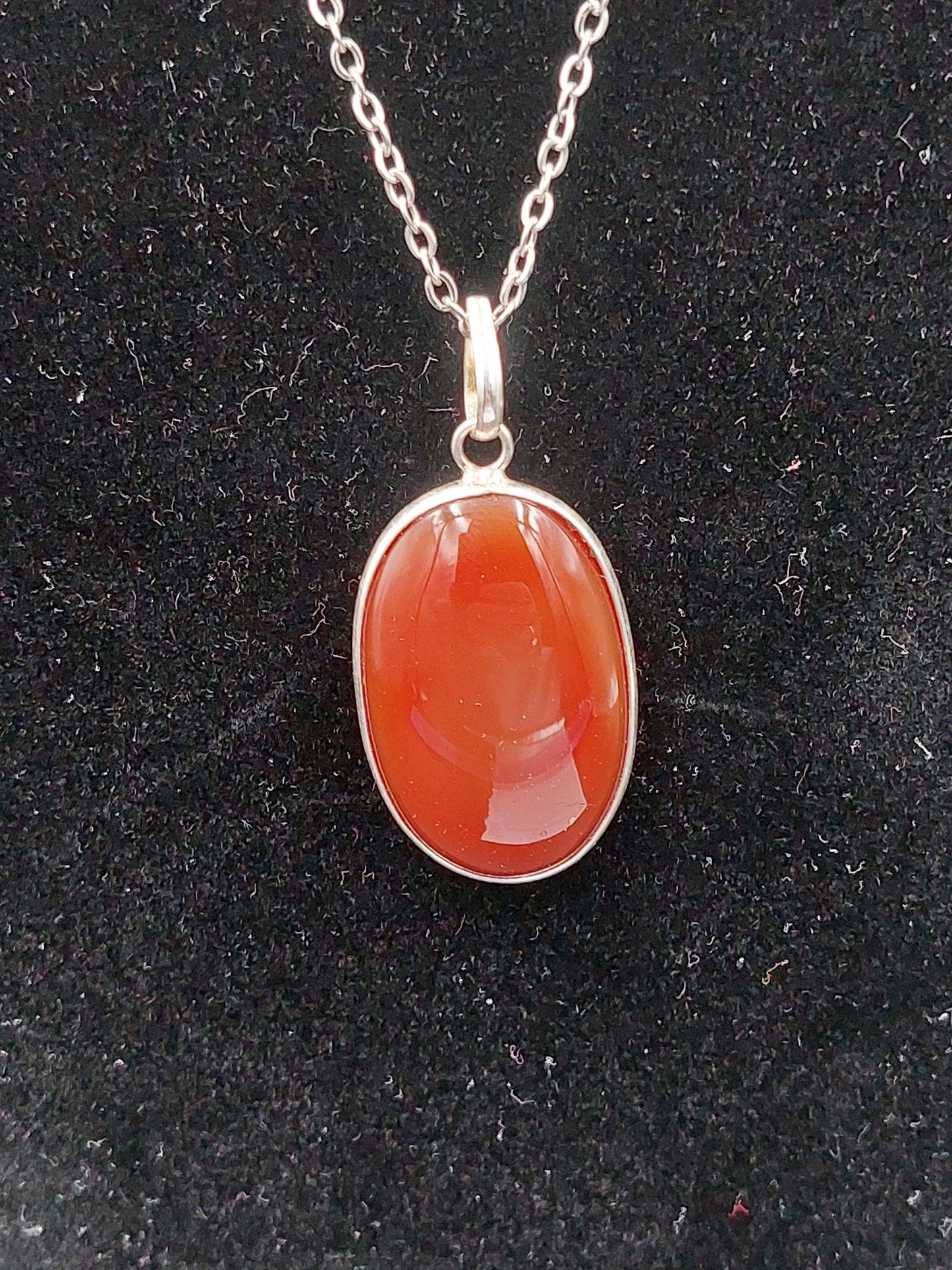 Carnelian Crystal Sterling Silver 925 Necklace - Passion, self esteem, energy