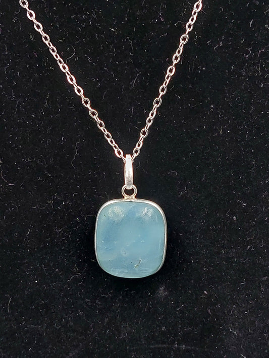 Aquamarine Crystal Necklace Silver 925 Top Quality