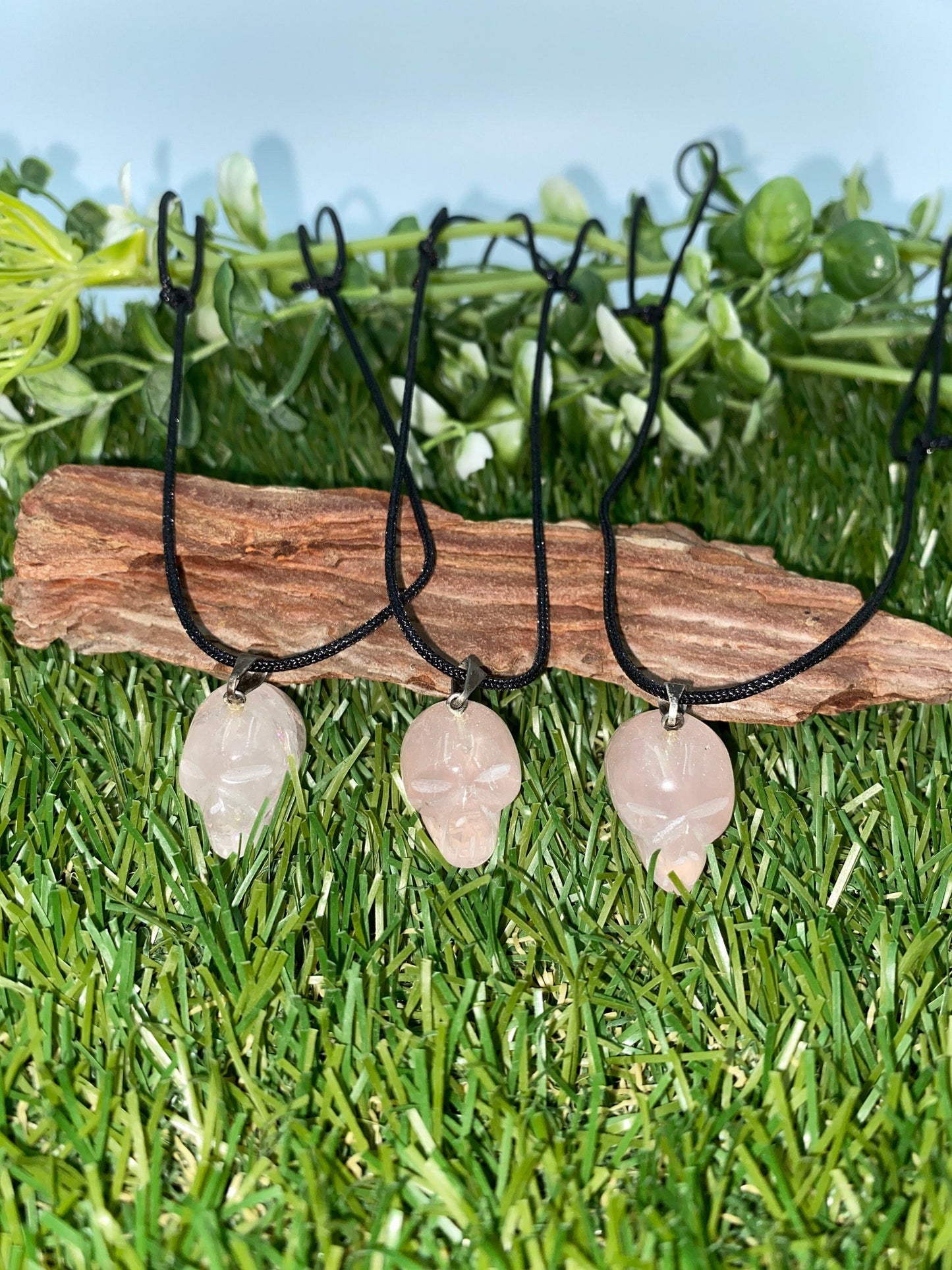Rose Quartz Crystal Skeleton Necklace
