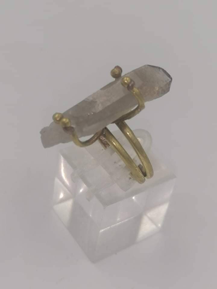 Smoky Quartz Crystal Ring Handmade