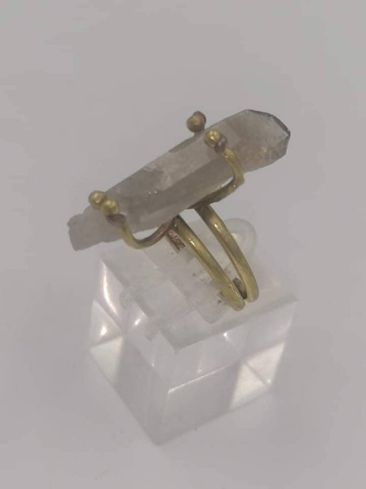 Smoky Quartz Crystal Ring Handmade