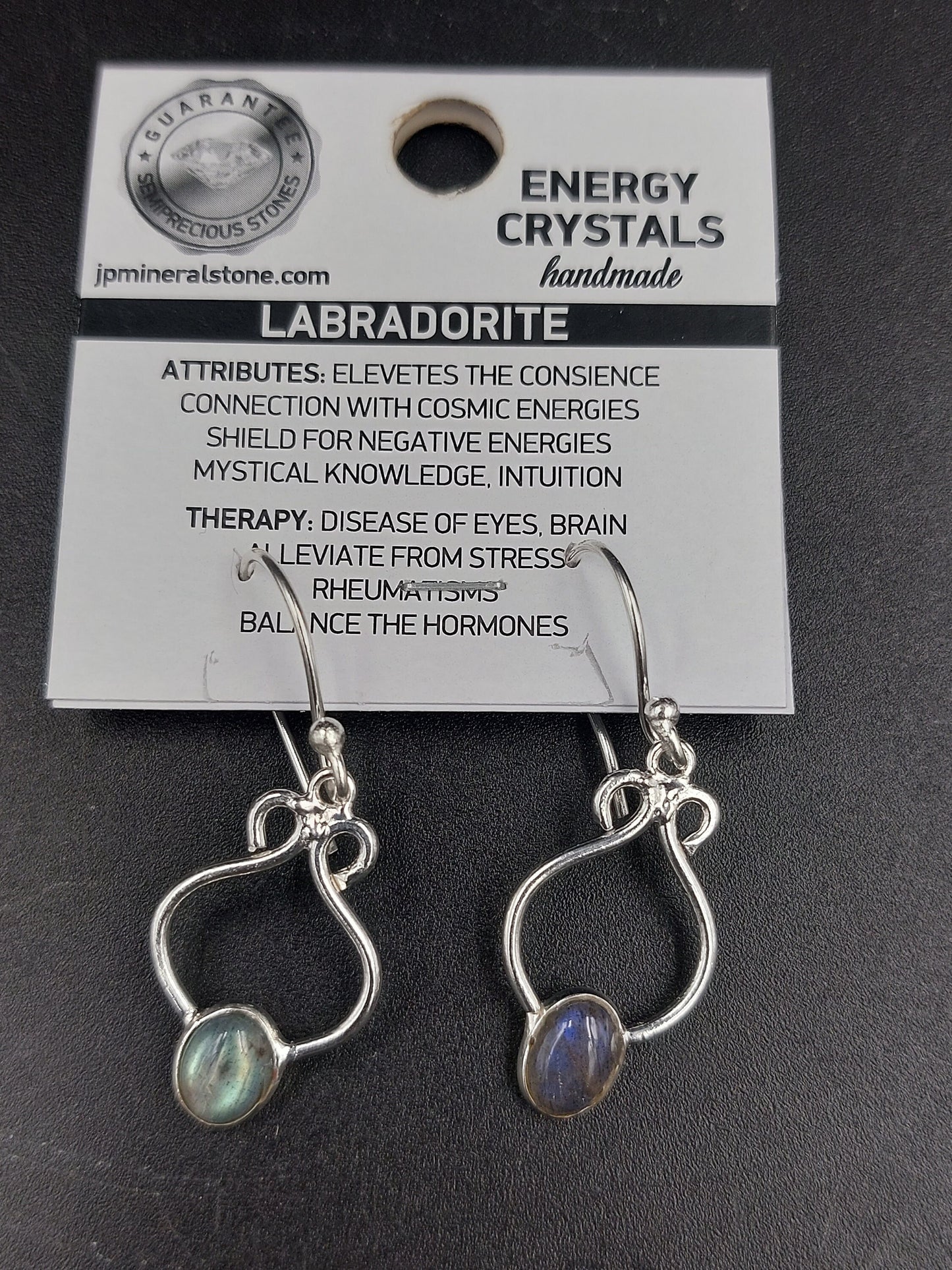 Labradorite crystal silver plated earrings