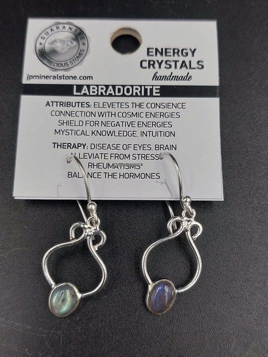 Labradorite crystal silver plated earrings