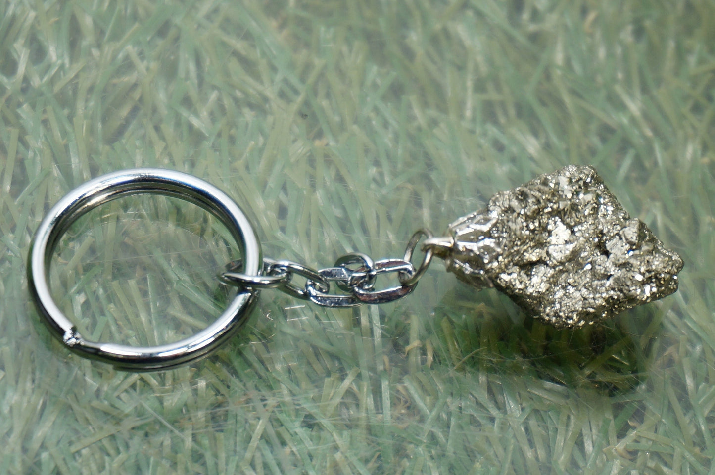 Natural Pyrite Crystal Keychain