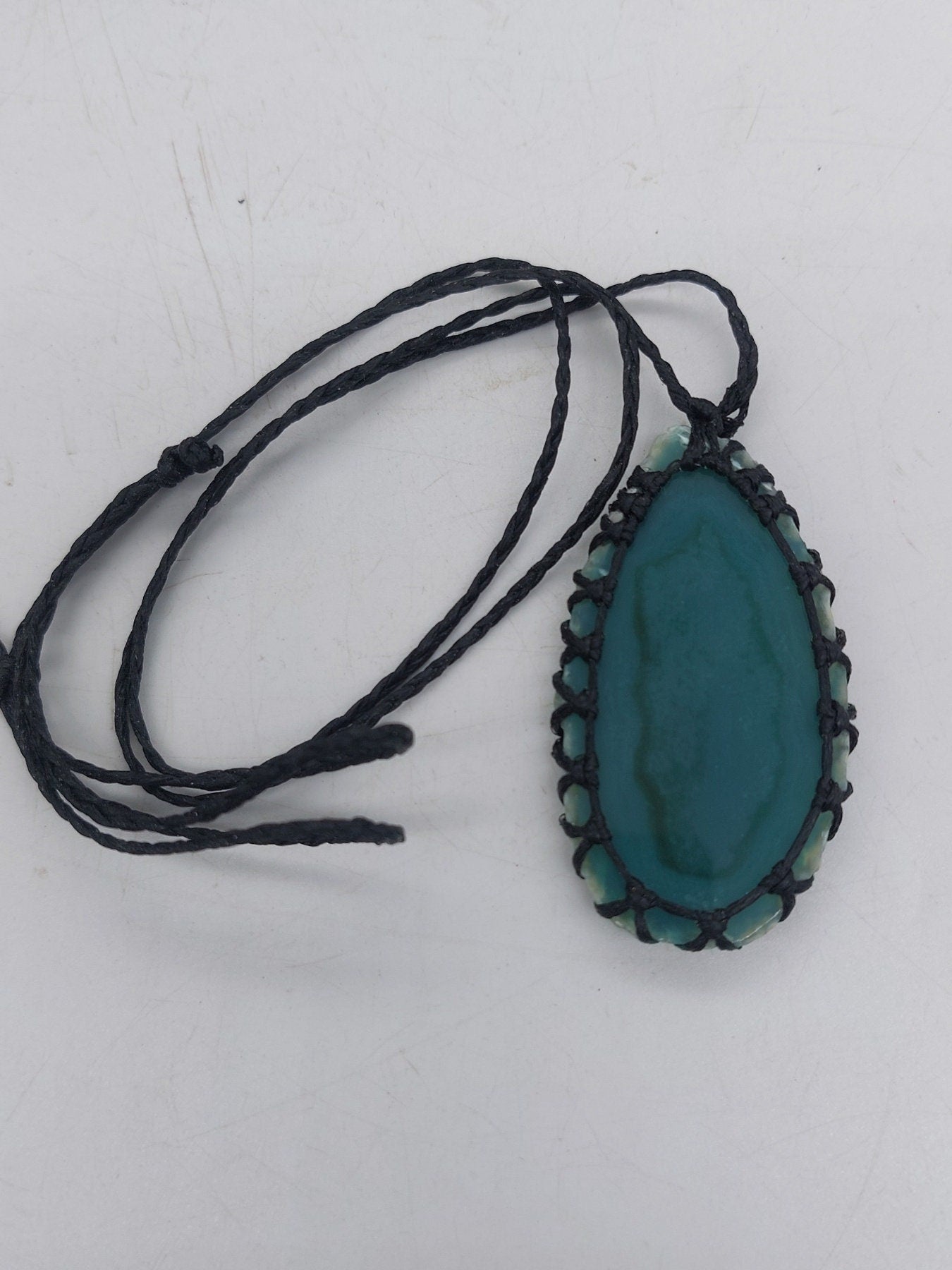 Green Agate Crystal Macrame Necklace