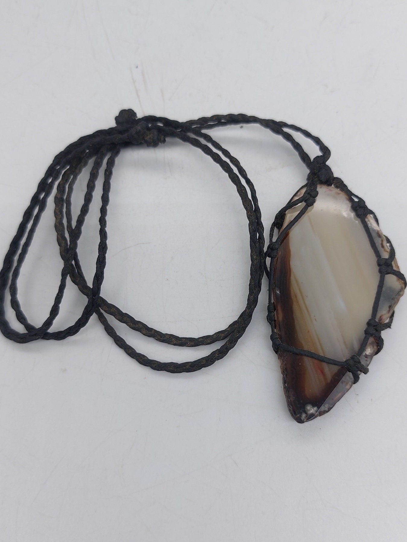 Agate Crystal Macrame Necklace