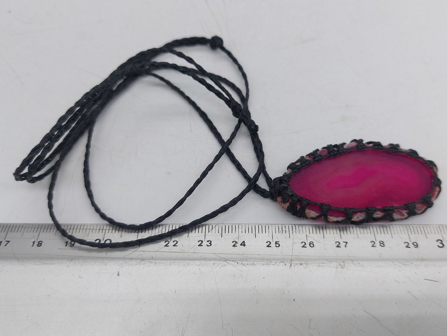 Pink Agate Crystal Macrame Necklace