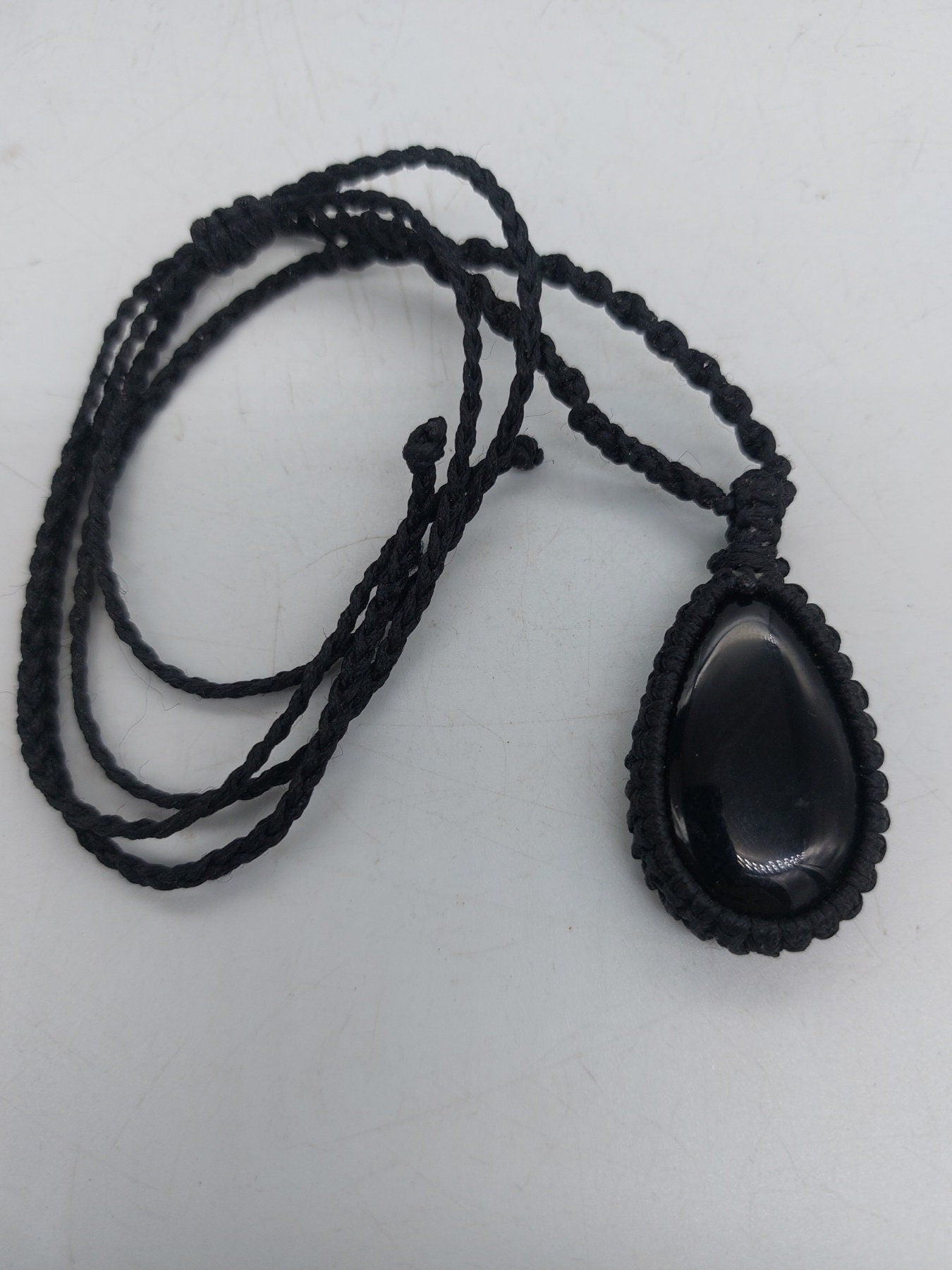 Smoky Quartz Crystal Macrame Necklace