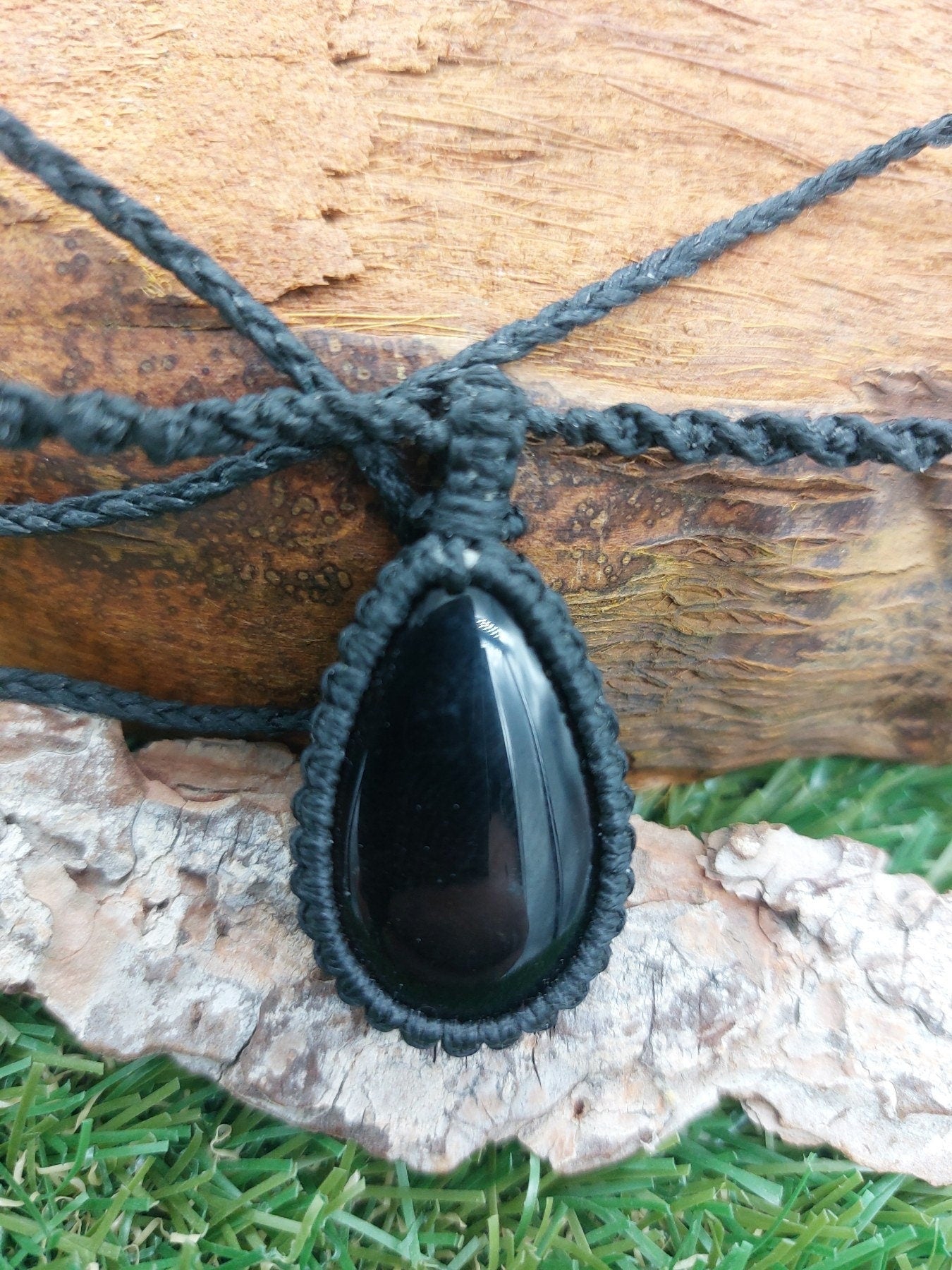 Smoky Quartz Crystal Macrame Necklace