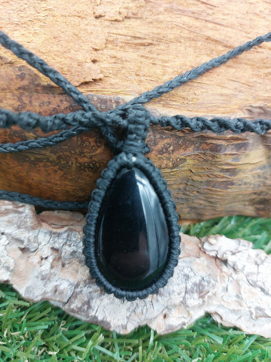 Smoky Quartz Crystal Macrame Necklace