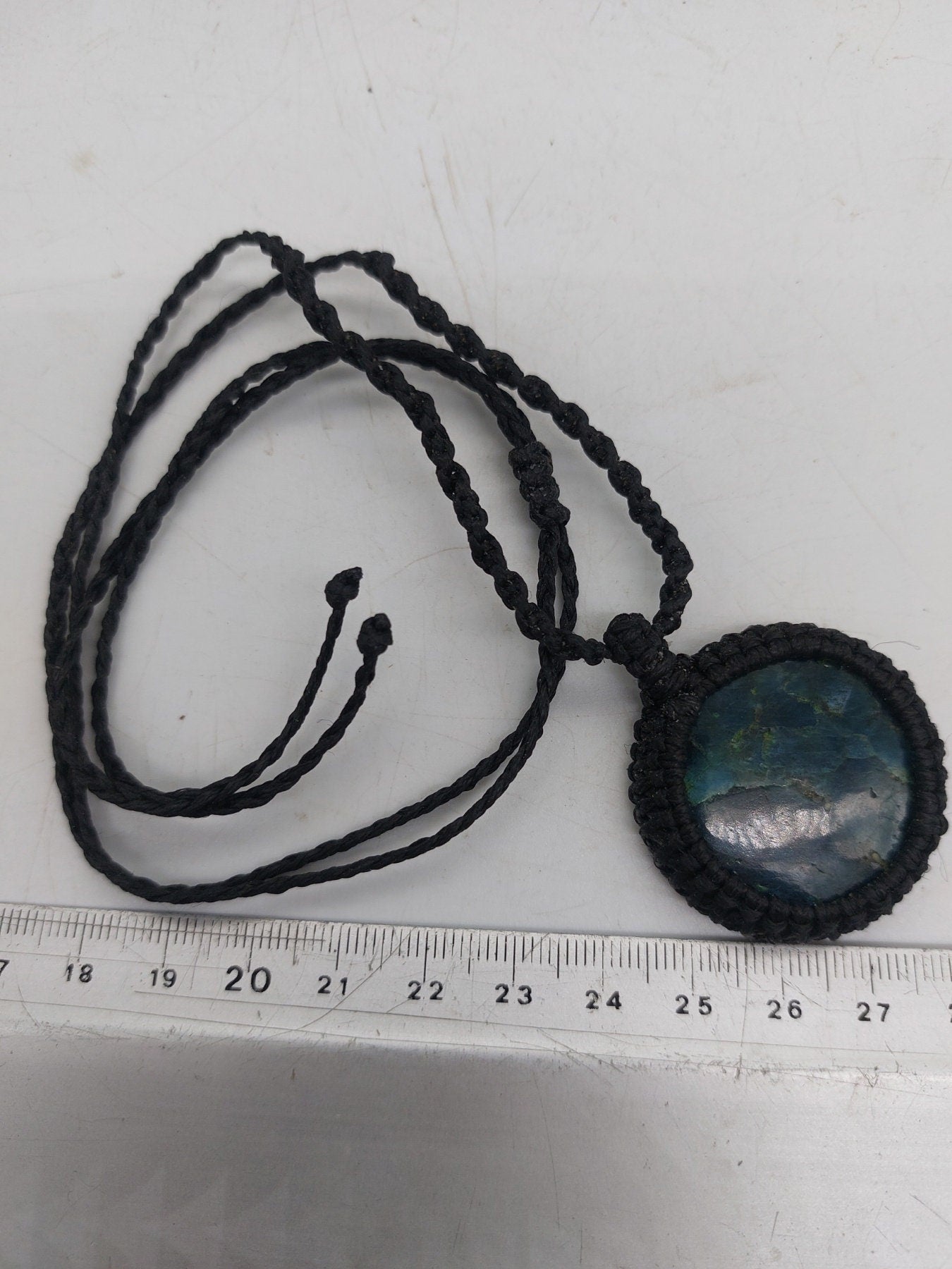 Blue Apatite Crystal Macrame Necklace