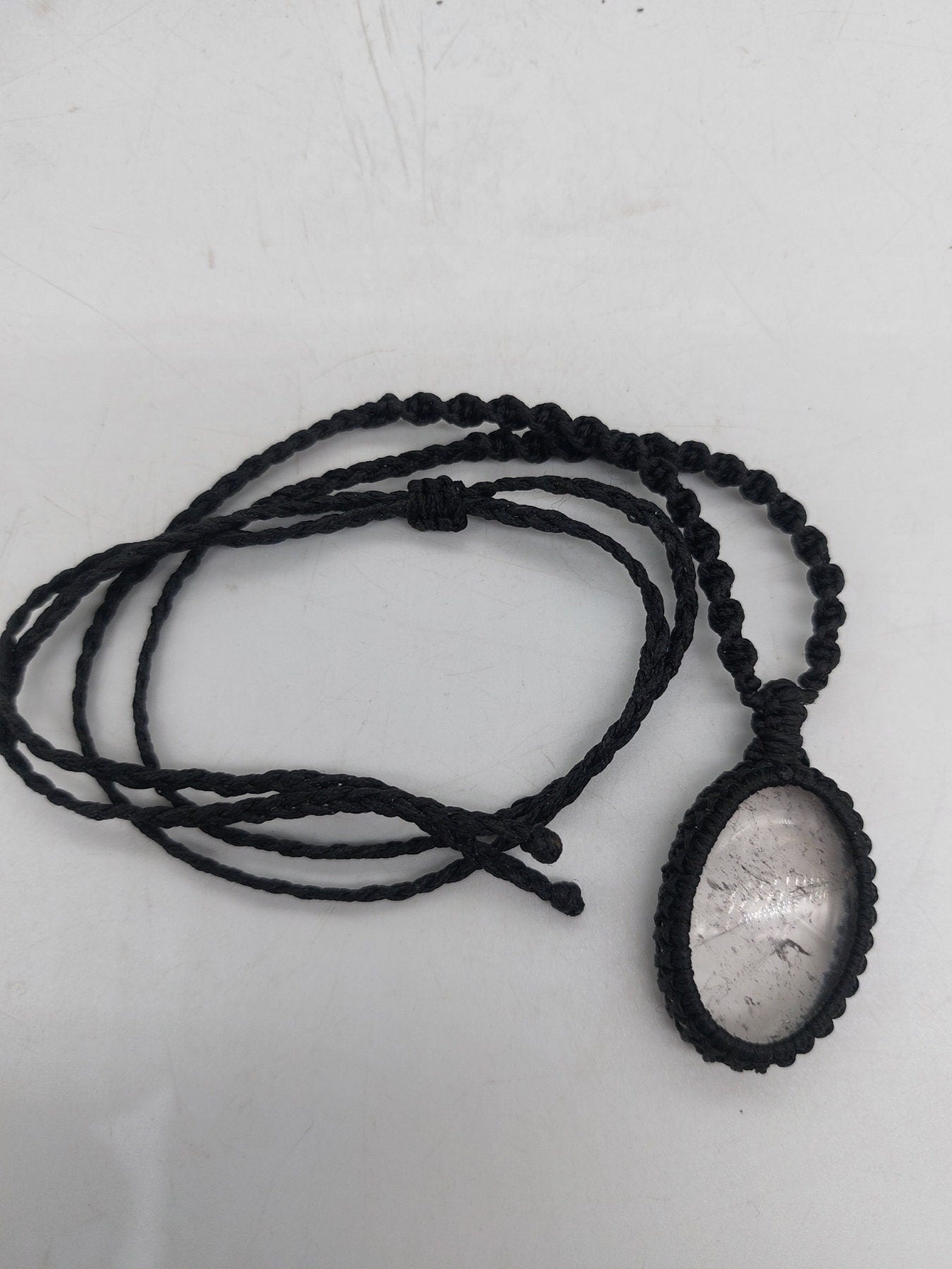Clear Quartz Crystal Macrame Necklace