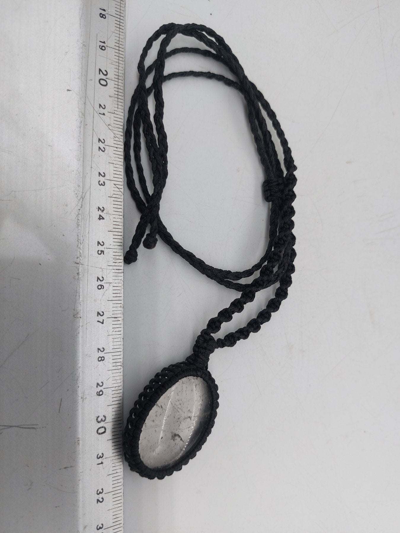 Clear Quartz Crystal Macrame Necklace