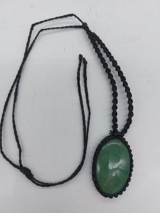 Green Aventurine Crystal Macrame Necklace
