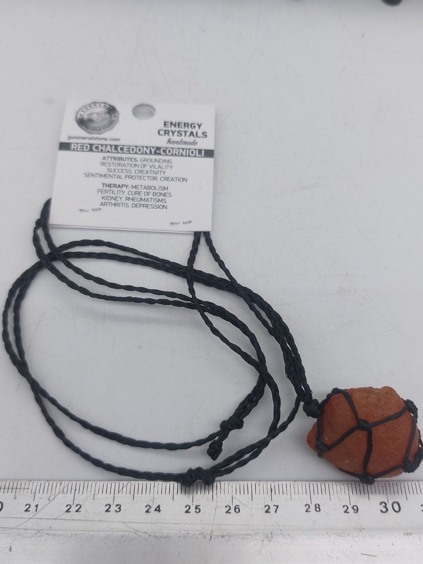 Natural Carnelian Crystal Macrame Necklace