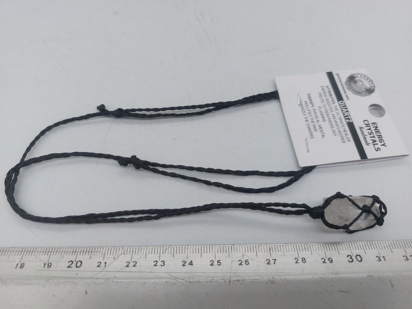 Κολιέ μακραμέ από φυσικό διαυγές κρύσταλλο χαλαζία