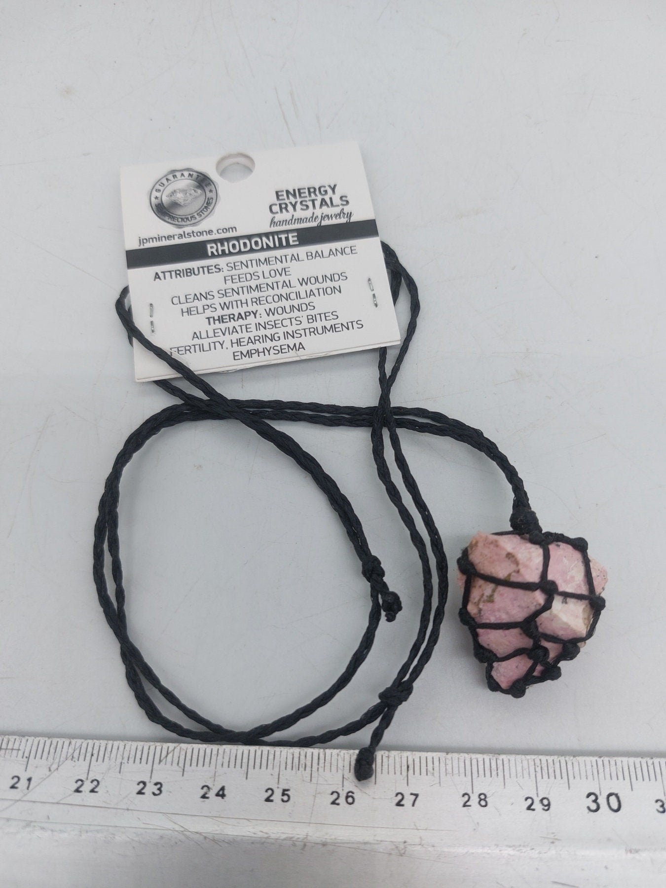 Rhodonite Rough Crystal Macrame Necklace
