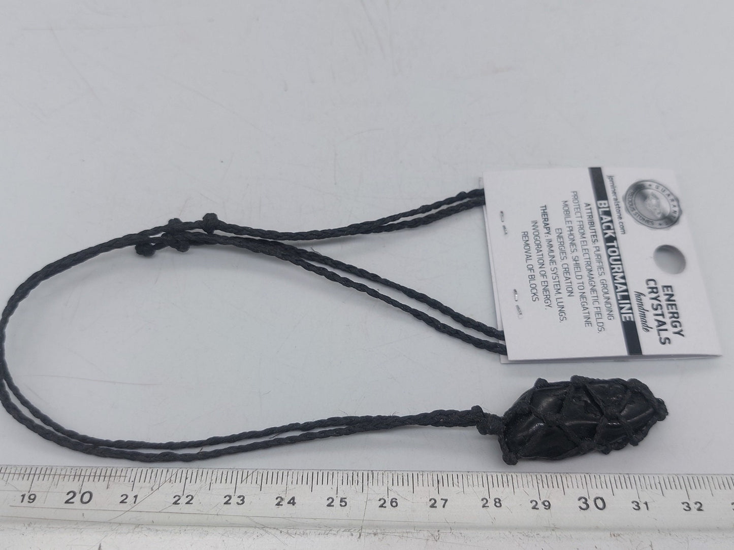 Schwarze Turmalin polierte Kristall Makramee Halskette starker Schutz