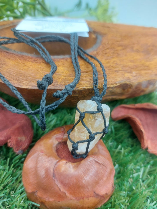 Citrine Rough Crystal Macrame Necklace
