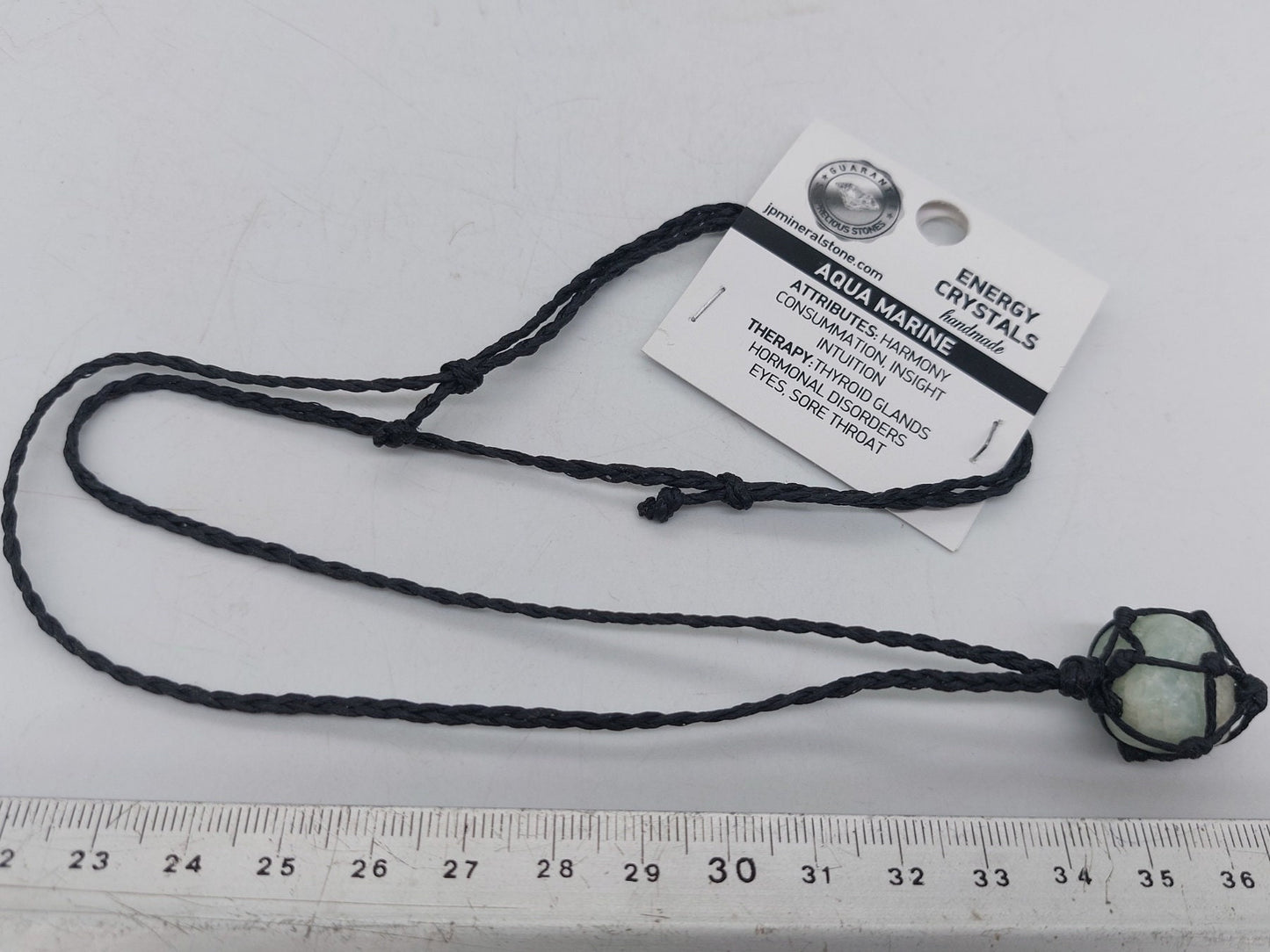 Aquamarine Polished Crystal Macrame Necklace