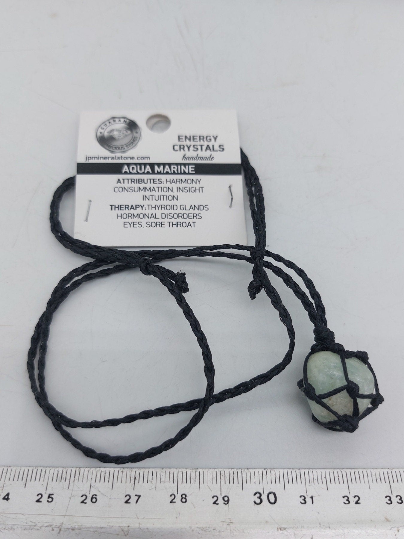 Aquamarine Polished Crystal Macrame Necklace