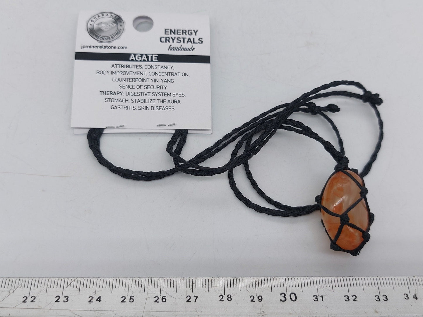 Orange Agate Polished Crystal Macrame Necklace