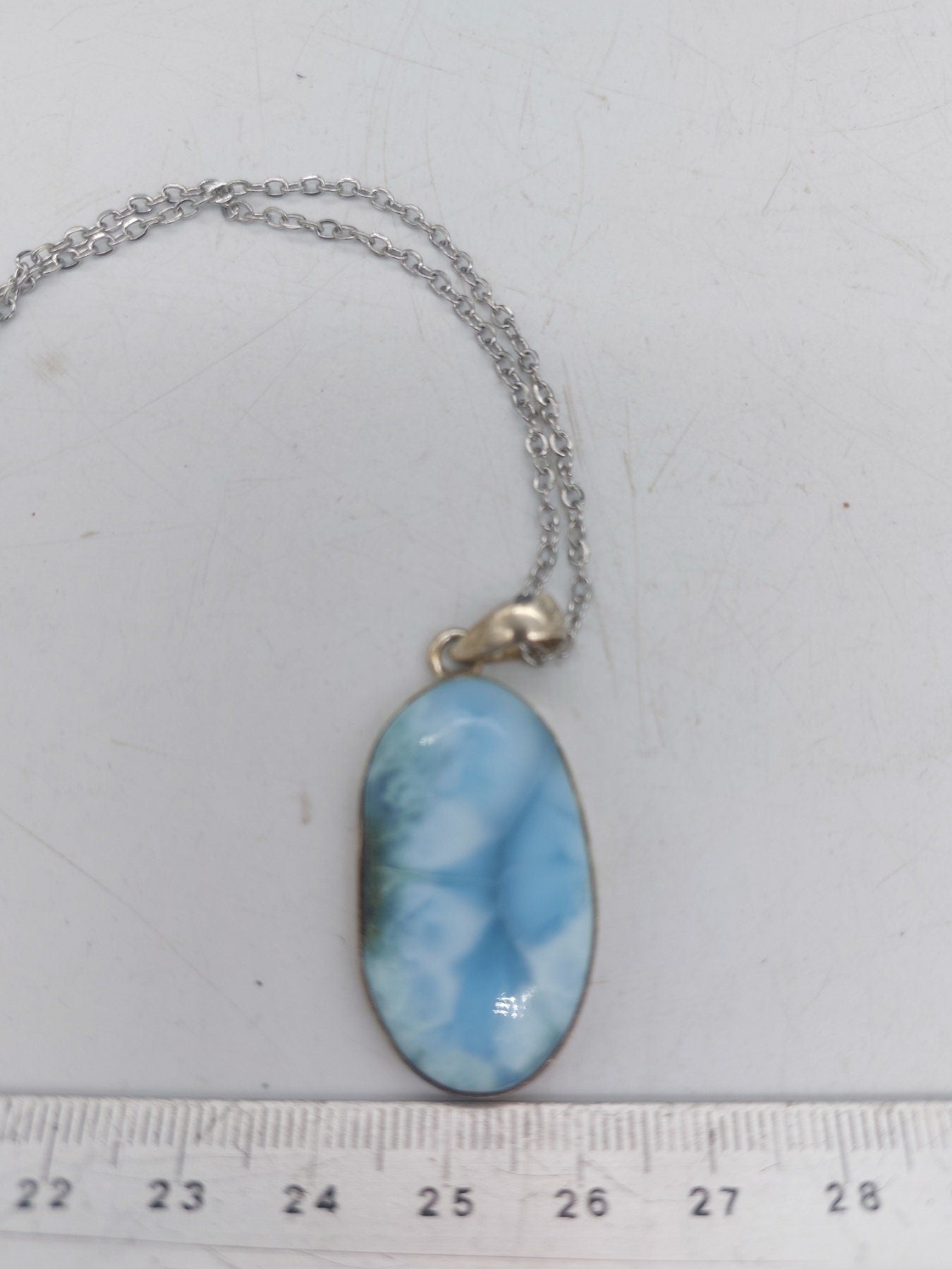 Larimar Sterling Silver 925 Pendant Cabochon Cut Healing Crystal