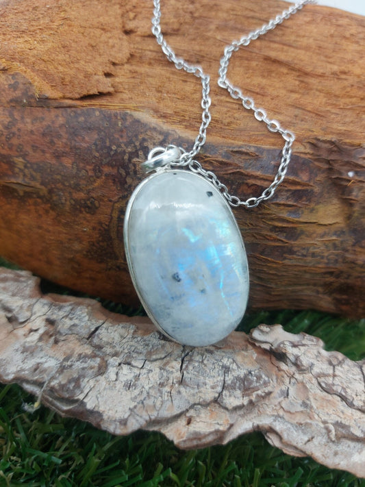 Moonstone Sterling Silver 925 Pendant Cabochon Cut Healing Crystal