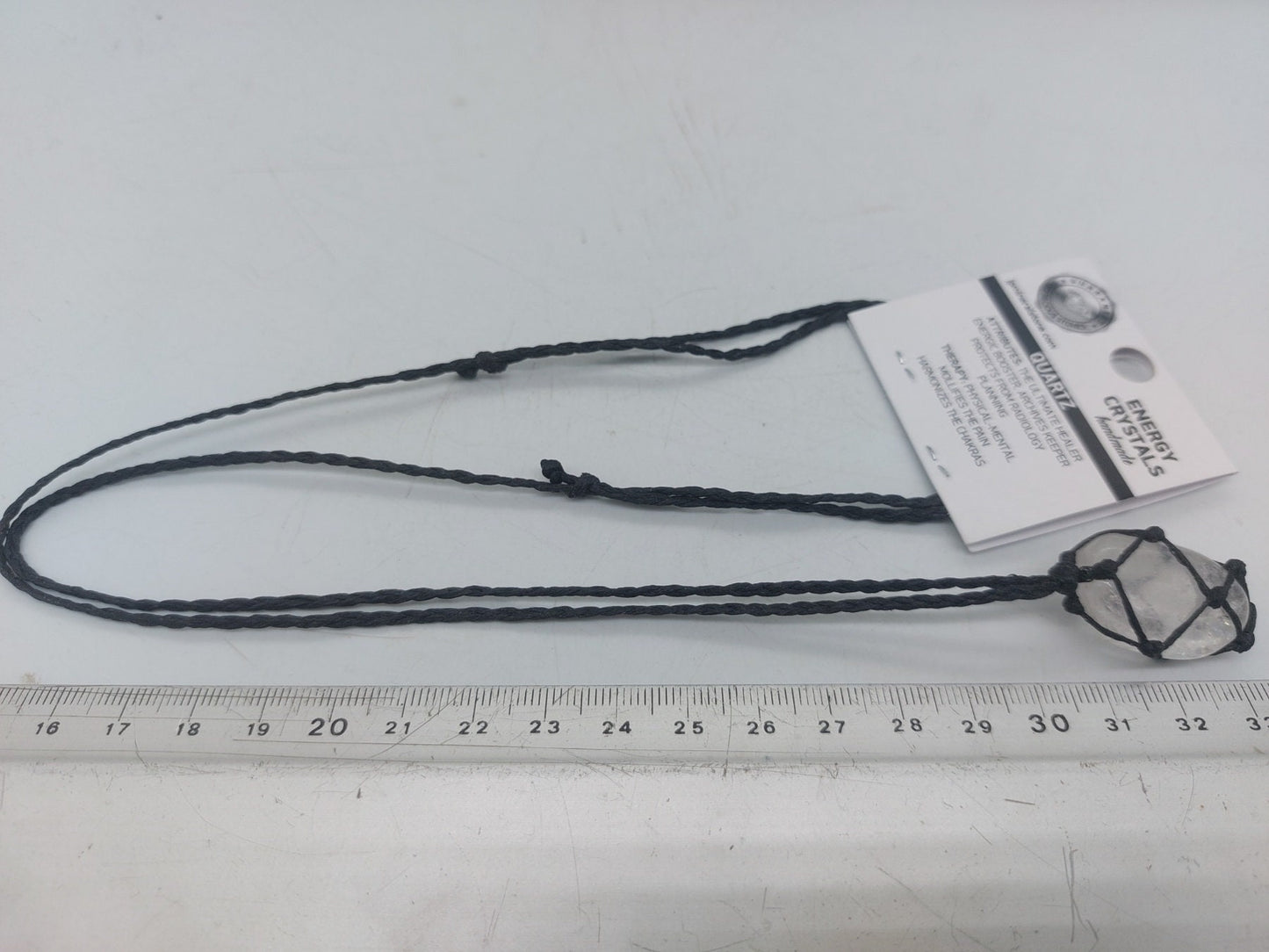 Klarer Quarz poliert Kristall Makramee Halskette Manifestation Stein