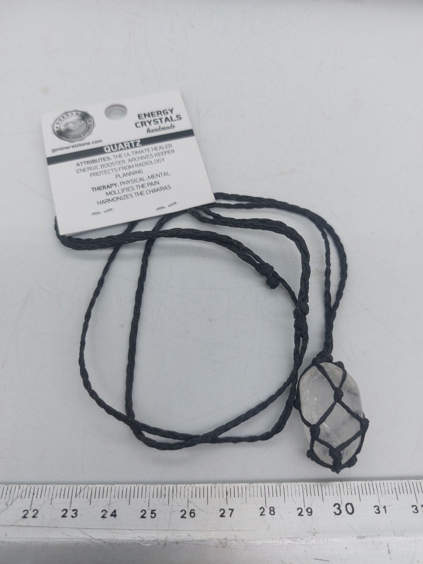 Klarer Quarz poliert Kristall Makramee Halskette Manifestation Stein