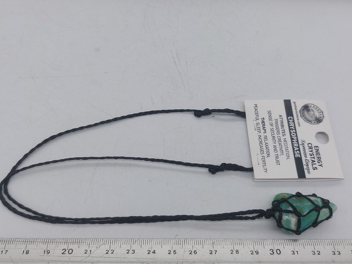 Makramee-Halskette aus poliertem Chrysopras-Kristall