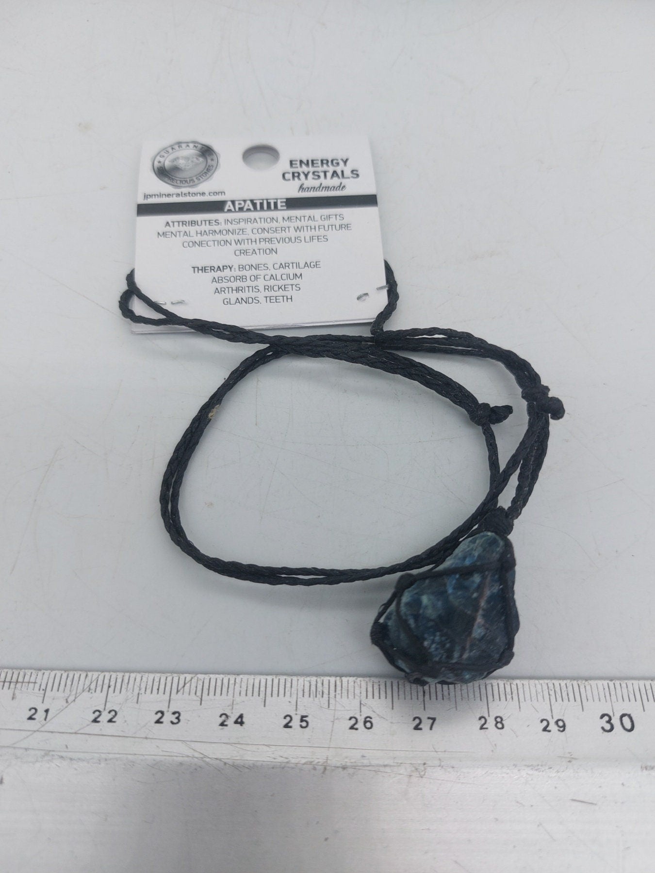 Blue Apatite Rough Crystal Macrame Necklace