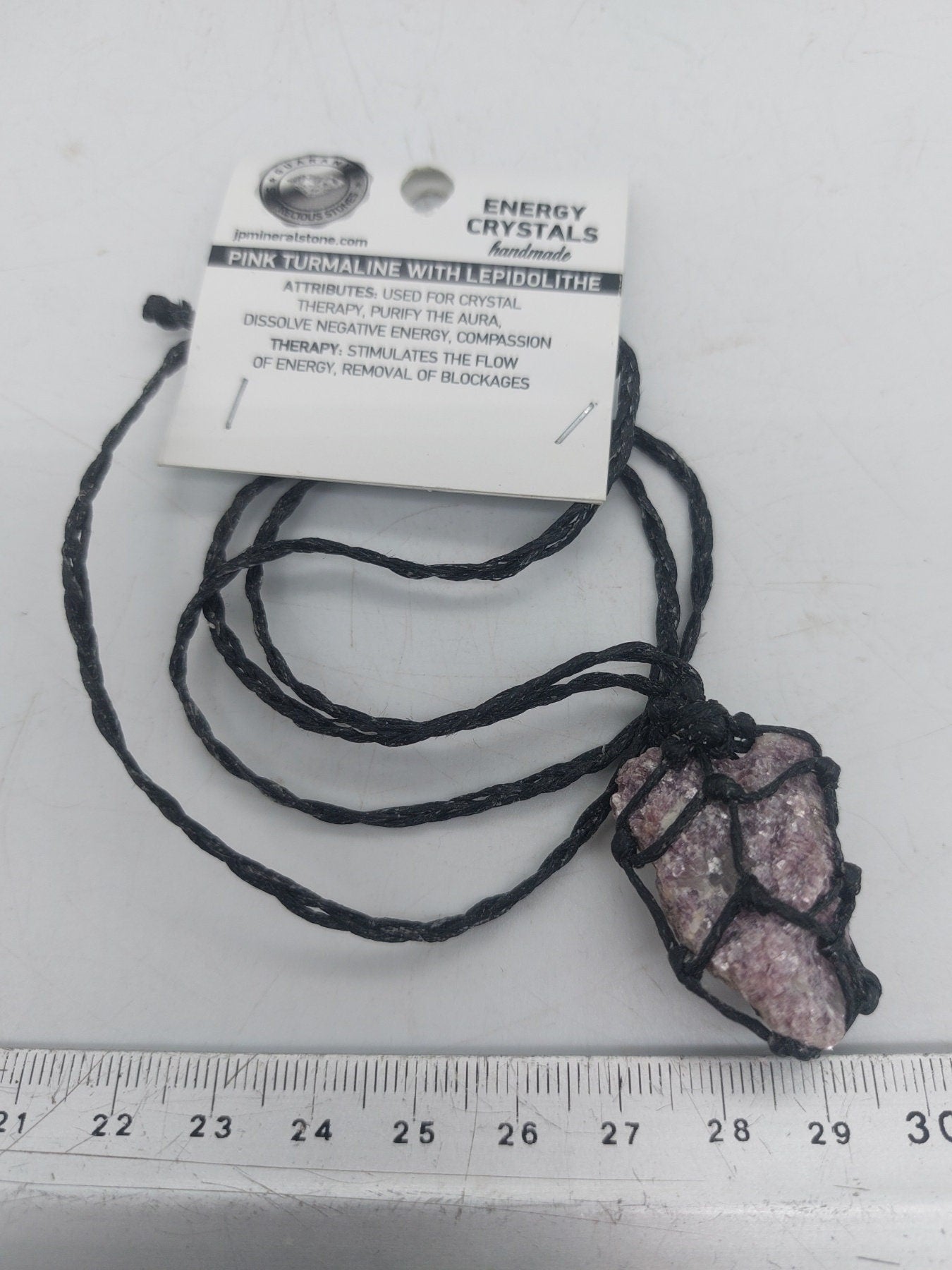 Pink Tourmaline with Lepidolite Crystal Macrame Necklace