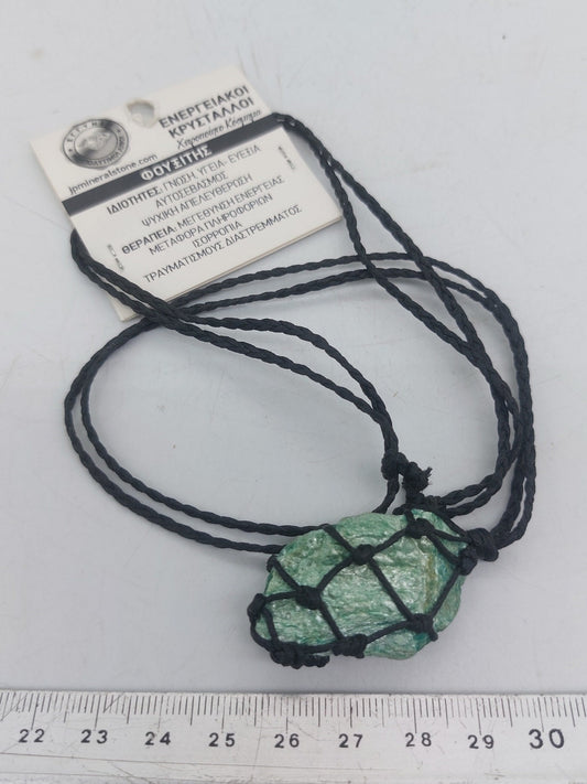 Fuchsite Macrame necklace wrapped